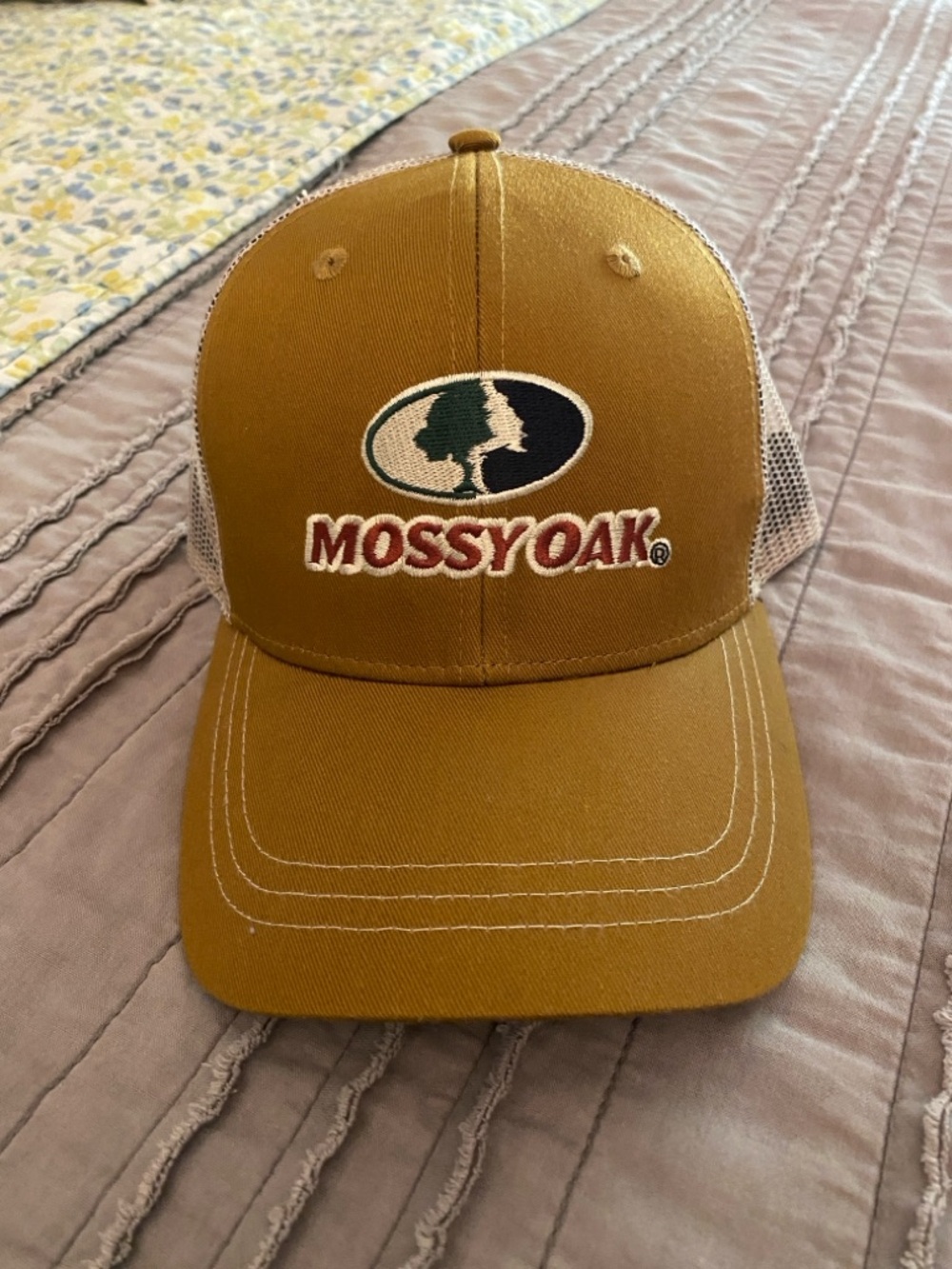 Mossy Oak - Logo Trucker Hat in Mustard Brown and Black